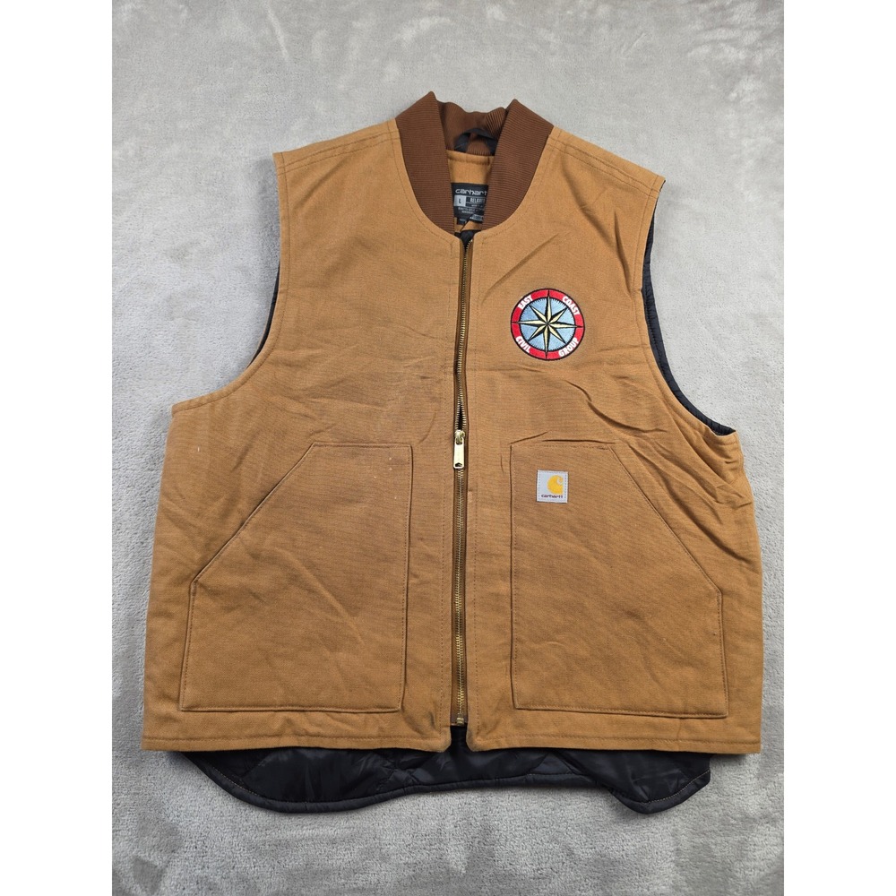 Carhartt V01 Duck Vest Mens Large Brown Quilt Lined Canvas Workwear Relaxed Fit